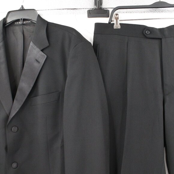 VTG Hugo Boss Tuxedo Suit Men's 42L 38x32 Baker / Jazz Virgin Wool Satin Lapel - Picture 3 of 16